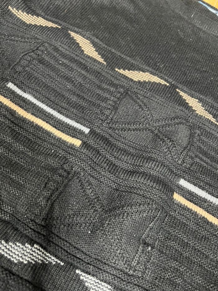 Pull vintage maille motifs rayures noir XXL - photo numéro 4