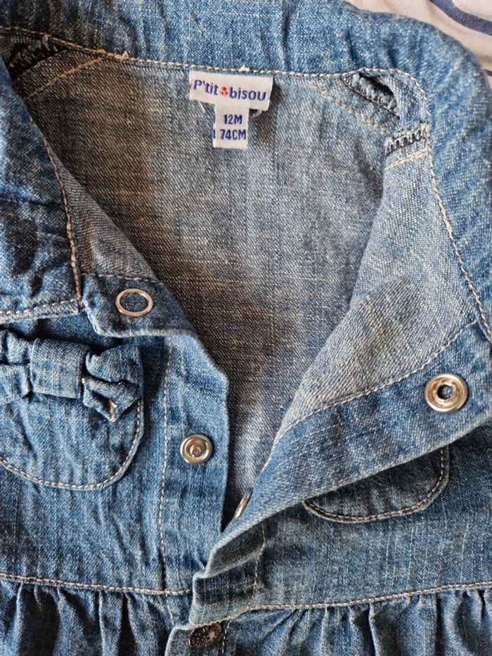 Robe en jean et veste style tricoté 12mois - photo numéro 3