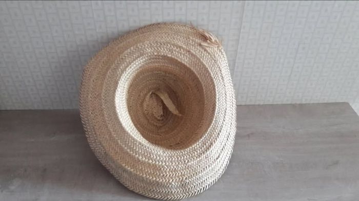 Chapeau En Paille style Orientale Fait Main Neuf - photo numéro 4