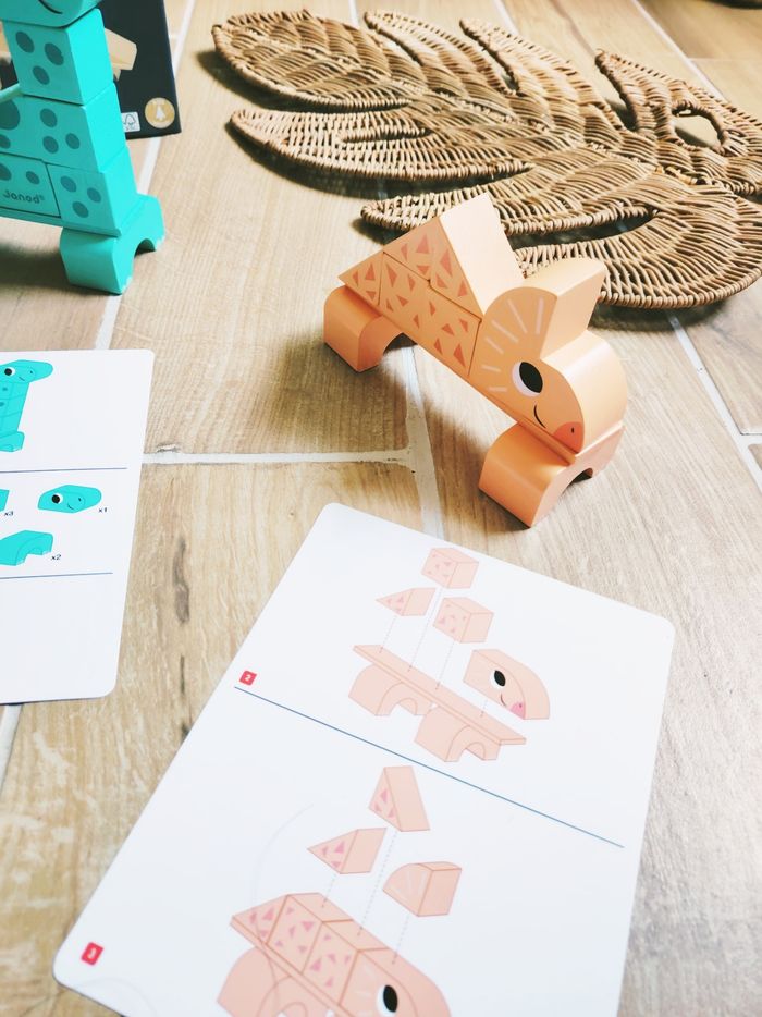 🦕Jeu de construction Cubikausarus 2 en 1 blocs puzzles en bois Les dinosaures marque Janod - photo numéro 3