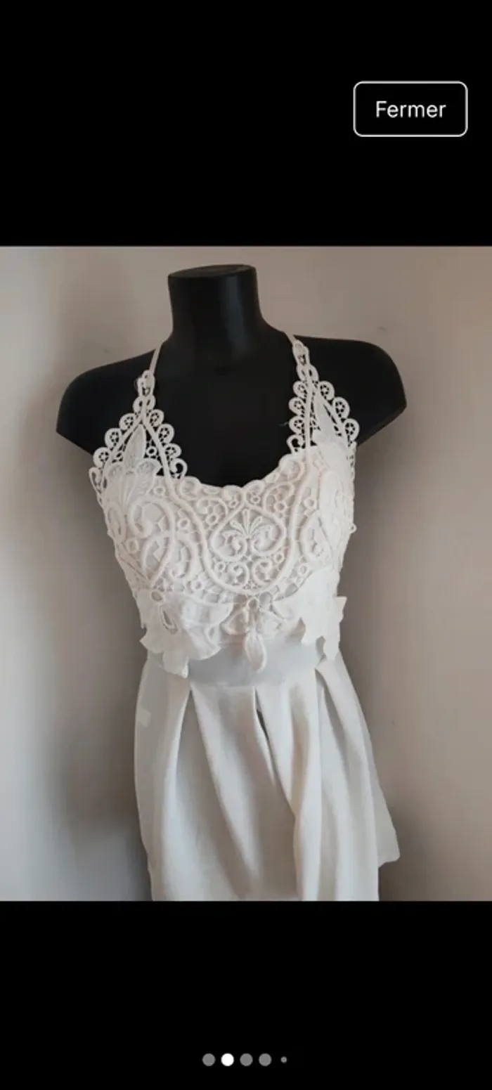 Combi short t38croisé blanche dentelle sur le buste - photo numéro 2