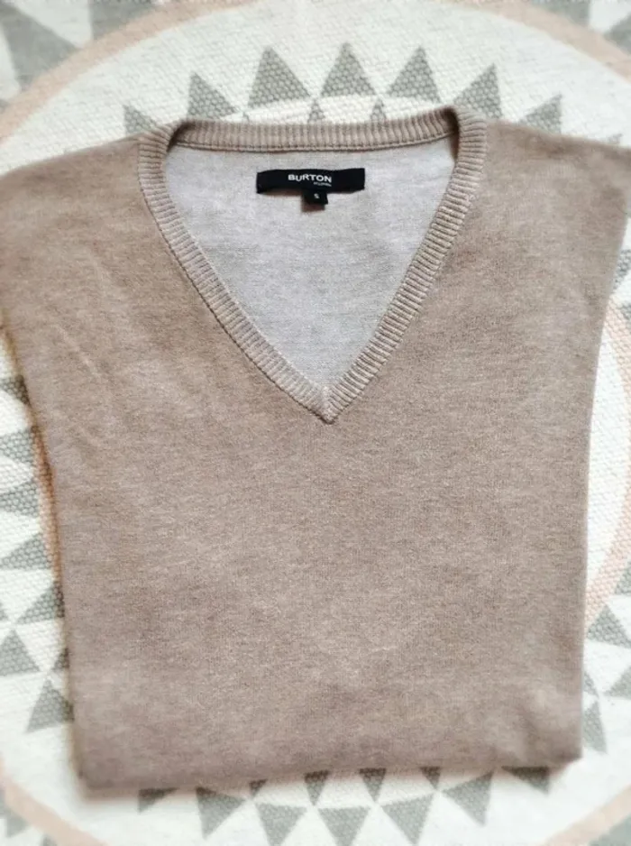 Pull  fin 100%  coton  -  Beige  - Burton -  S  -  Parfait état