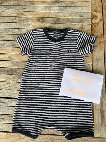 Combishort marinière bébé garçon - 9/12 mois