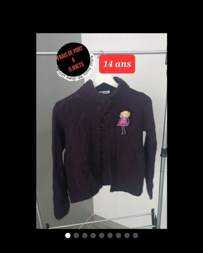 Gilet en maille manche longue 14 ans fille