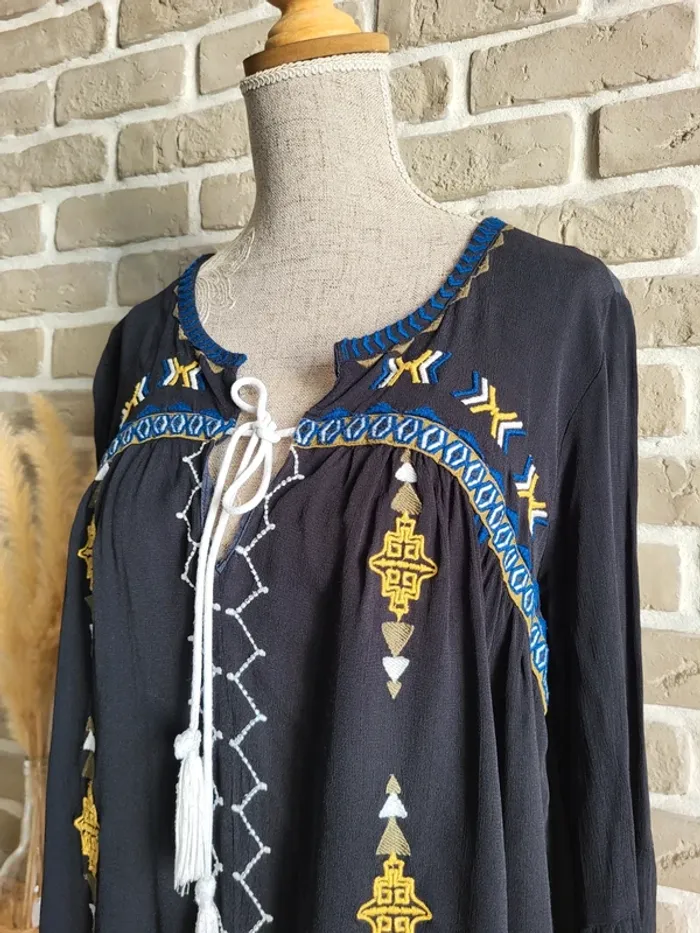 Blouse noire broderies et pompons Ba&sh - Bohème folk - photo numéro 5