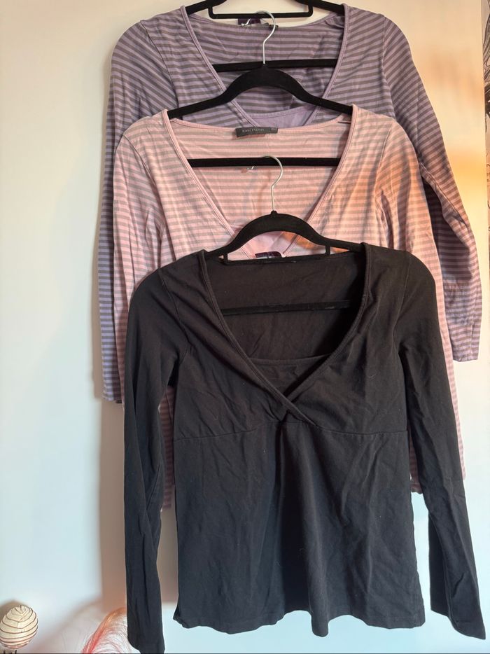 Lot de 3 top / haut de maternité. Idéal allaitement. Taille 38, 40.