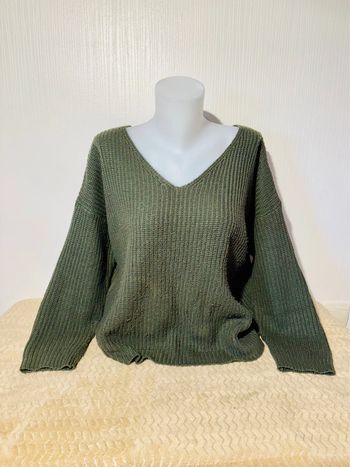 Pull vert kaki en maille  femme Primark - Taille L - oversize