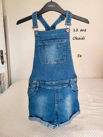 Salopette short jean okaidi 12 ans impeccable