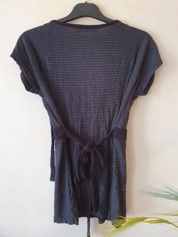 T-shirt rayé avec collier integré - photo numéro 3