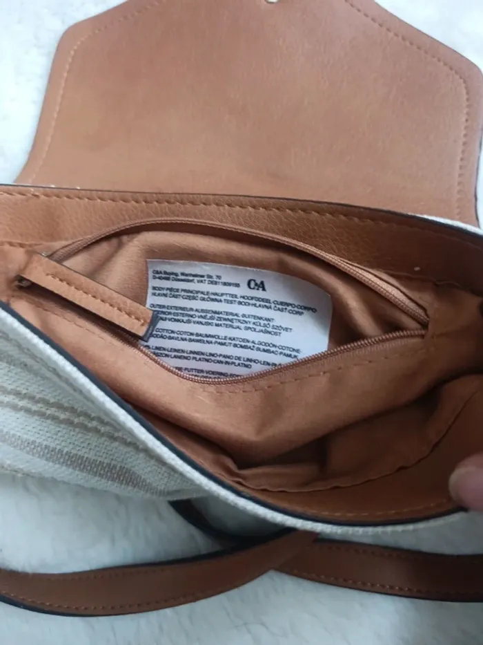 Sac bandoulière toile rayures marron - photo numéro 8