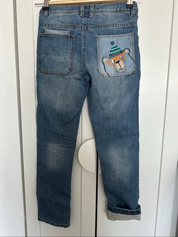 Jean bleu doublé coton intérieur gris taille 9 ans 134 cm tres bon état palomino