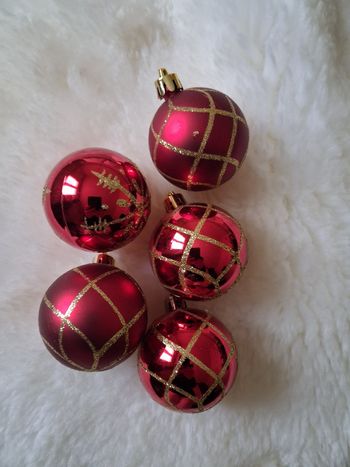 Lot de 5 boules de Noël 🎄 rouge et  doré