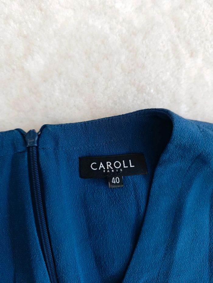 Robe légère Caroll bleu 40 laçage au décolleté manches 3/4 - photo numéro 7