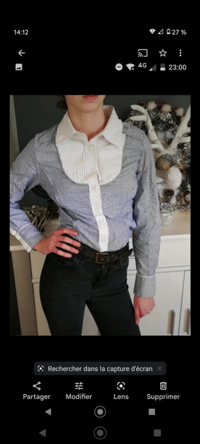 Chemise Pepe jeans rayée bleue et blanche