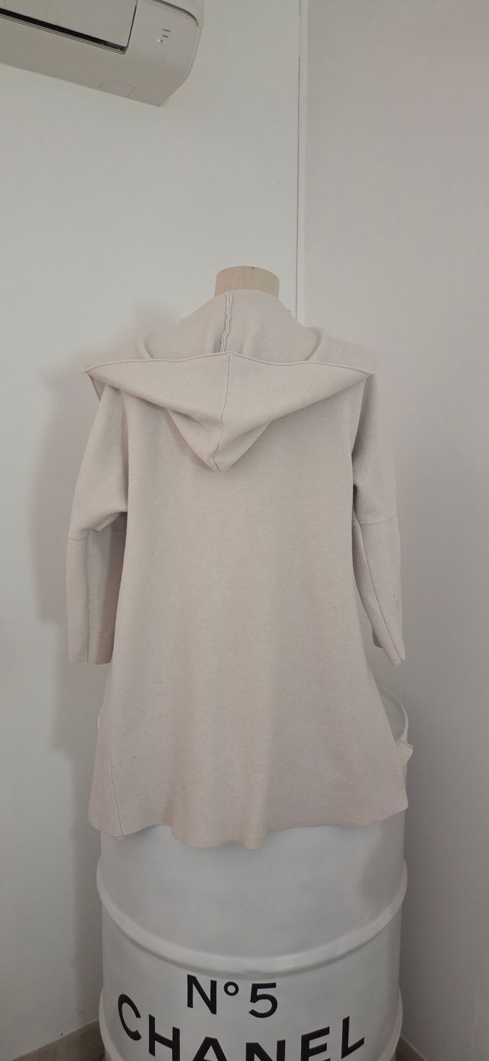 Veste longue ALFA beige écru à capuche – style cocoon doux et chic – T. unique – très bon état - photo numéro 5
