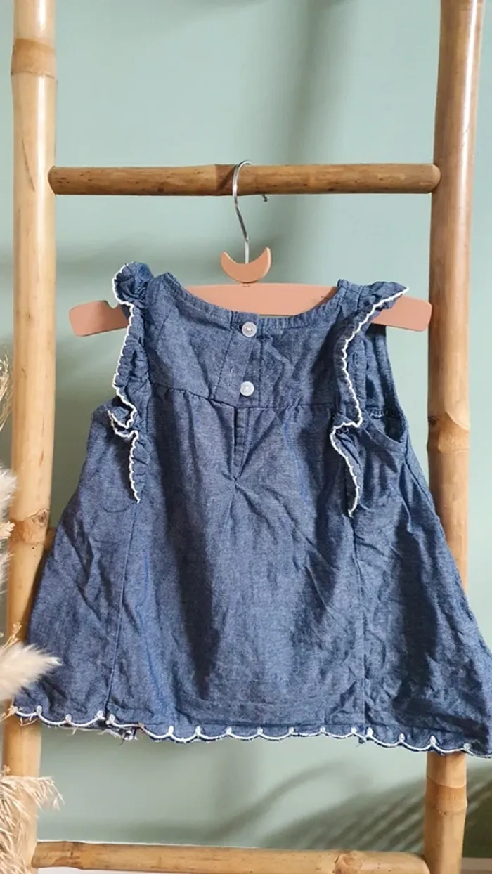 Robe avec broderies effet denim - photo numéro 2