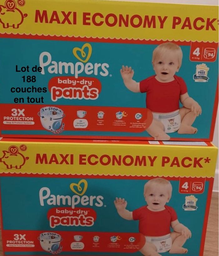 2 cartons de couches taille 4 pants