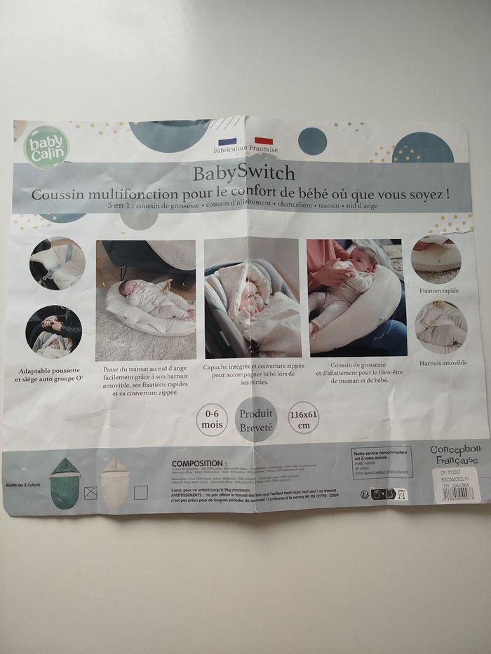 Coussin d'allaitement multifonction 5 en 1 gris/vert - photo numéro 9