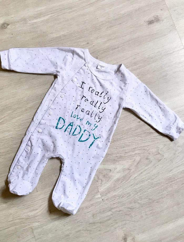 Pyjama blanc à pois gris 9mois - photo numéro 2