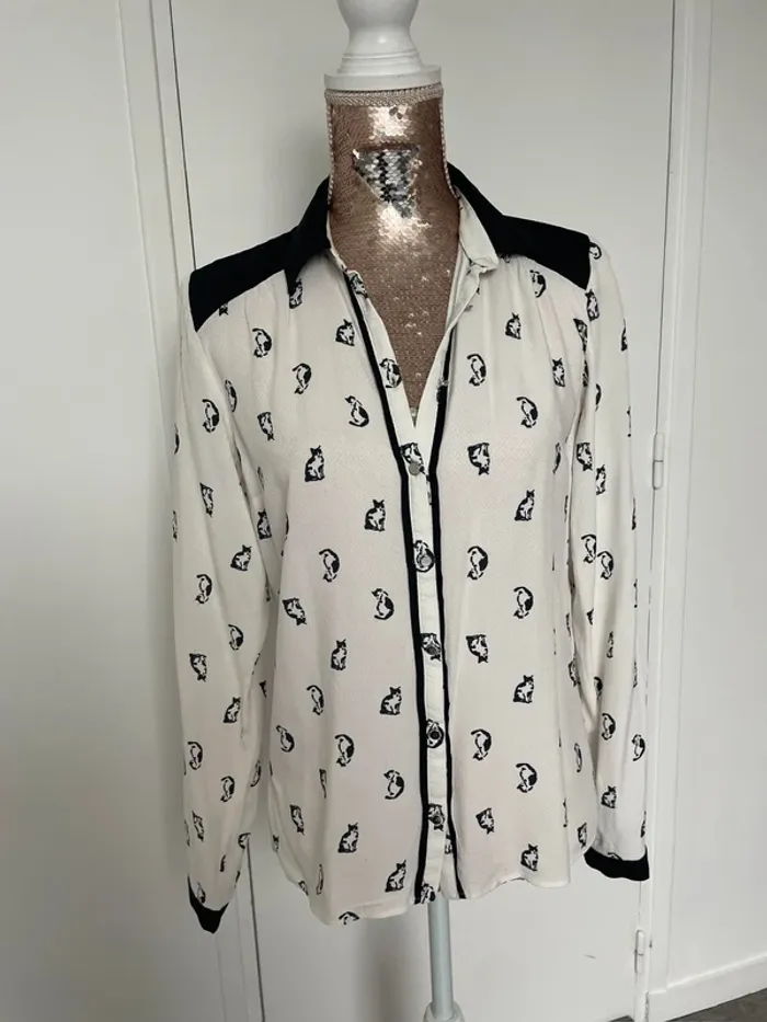 Chemise fluide / blouse Naf naf 36 Motif chat - photo numéro 2