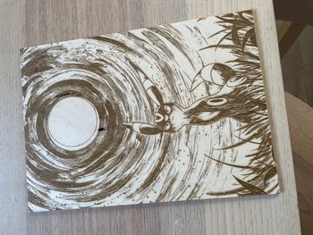 Gravure bois Noctali Pokémon - A4 - Décoration murale