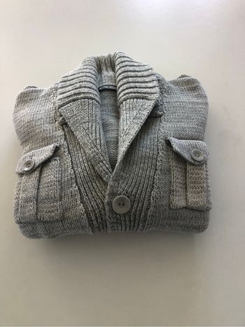 Pull col châle gris 4 poches  BL-k Concept