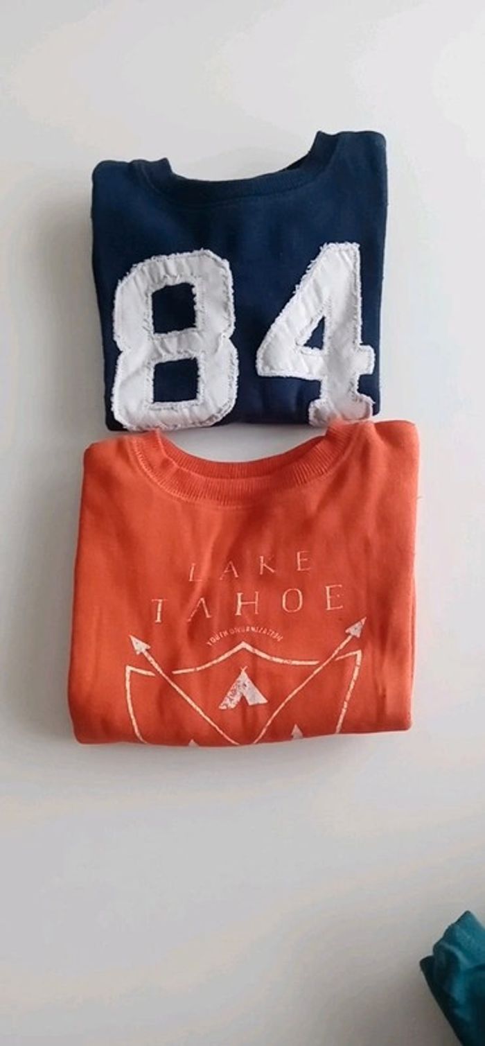 Pulls x2 Primark bleu & orange 2-3 ans - photo numéro 2