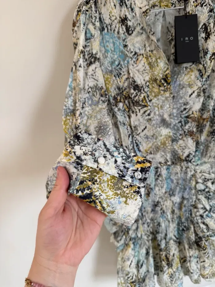 Robe IRO imprimée bleu vert - photo numéro 4