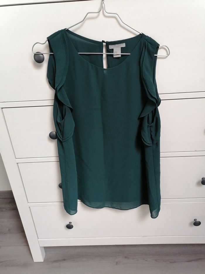 Haut voilage double vert foncé 38