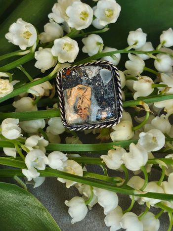 Bague en argent sterling 925 avec pierre jaspe maligano