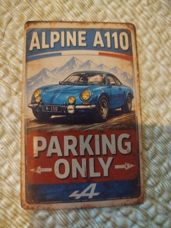 Plaque publicitaire motif parking alpine a110 neuf
