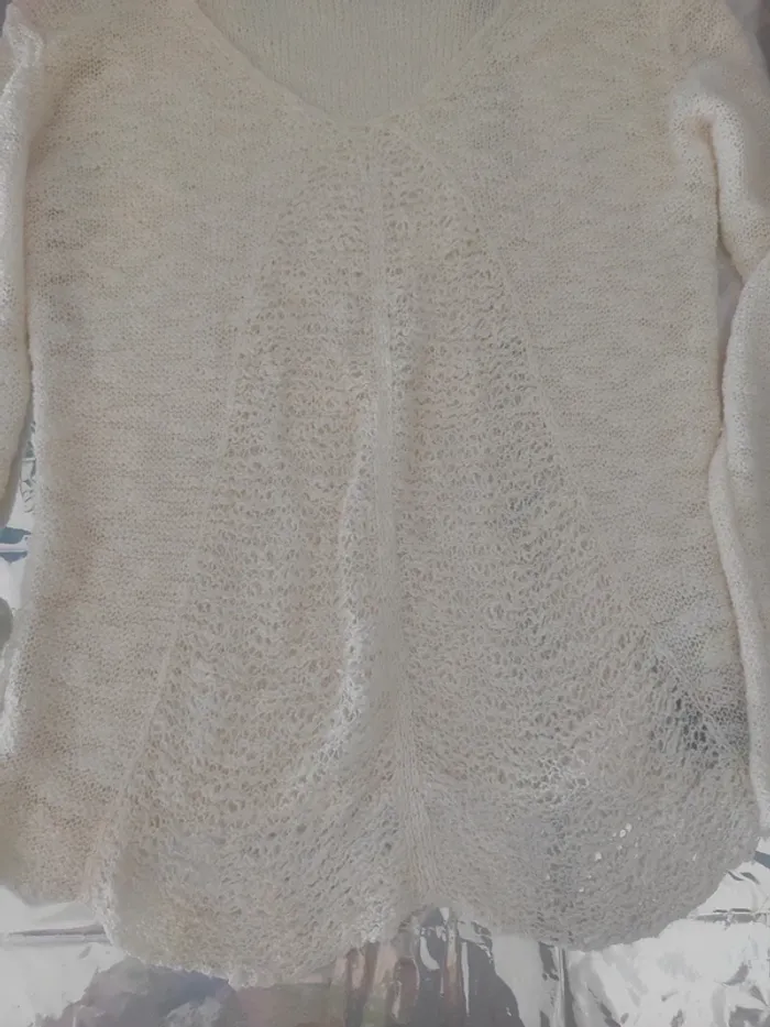 Pull crochet beige - photo numéro 8
