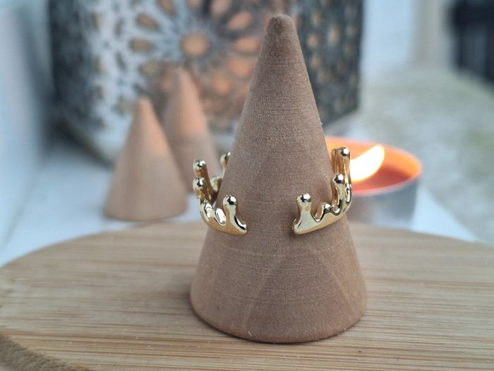 Bague ouverte dorée en acier inoxydable ajustable – Bague de fiançailles, cadeau élégant - photo numéro 3