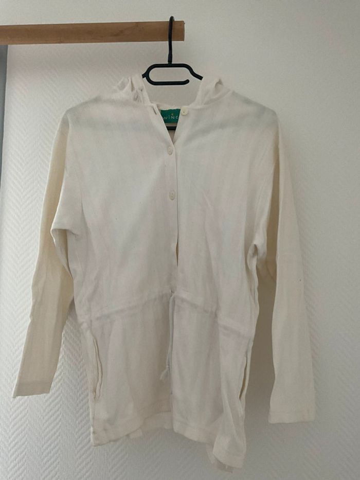 Gilet blanc à capuche vintage Kiabi 12 ans