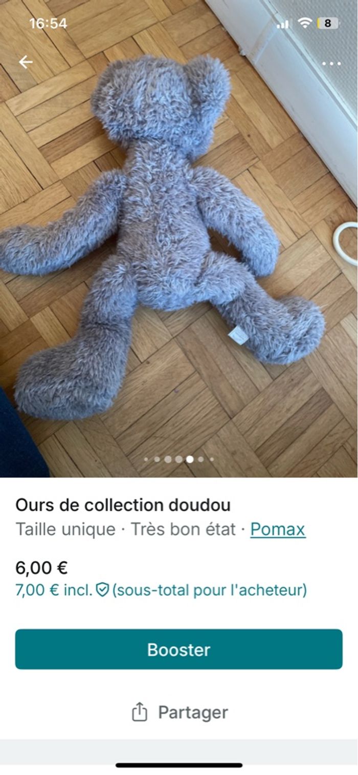 Peluche ours collection gris pomax - photo numéro 8