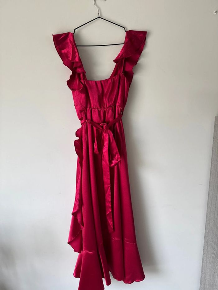 👗 Little Mistress - TL- Robe - bordeaux portefeuille à volants - Rose fuchsia- neuf sans étiquette - photo numéro 7