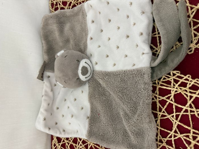 Doudou plat Tom ours NATTOU Max, Noa & Tom beige blanc