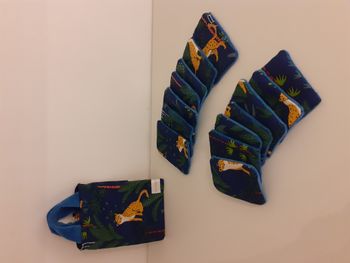 Rectangles de coton lavables avec petit sac Jungle jaguar bleu