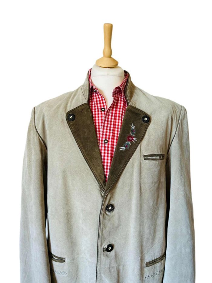 🌿Blazer homme en daim avec broderie 54/XL Trachten cottagecore Oktoberfest Suede leather blazer🌿 - photo numéro 3