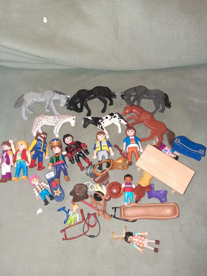 Lot vrac playlobil personnage cheval poney