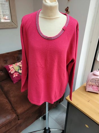 Pull rose col rond femme xl