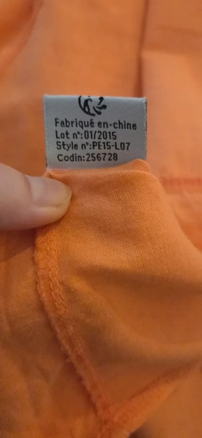 Blouse tunique CC Collection orange en lin coton taille L - photo numéro 12