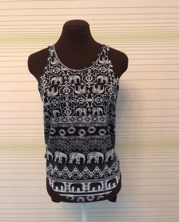 Débardeur noir et blanc motif éléphant