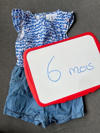 Combishort effet 2 en 1 taille 6 mois
