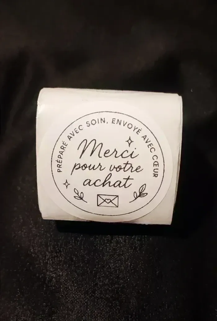 Lot de 20 autocollants “Merci pour votre achat” stickers ronds 50×50 mm pour colis et emballages