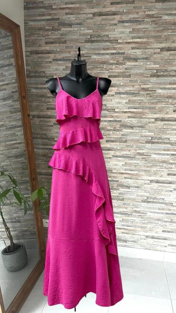 Robe longue bohème taille unique fuchsia