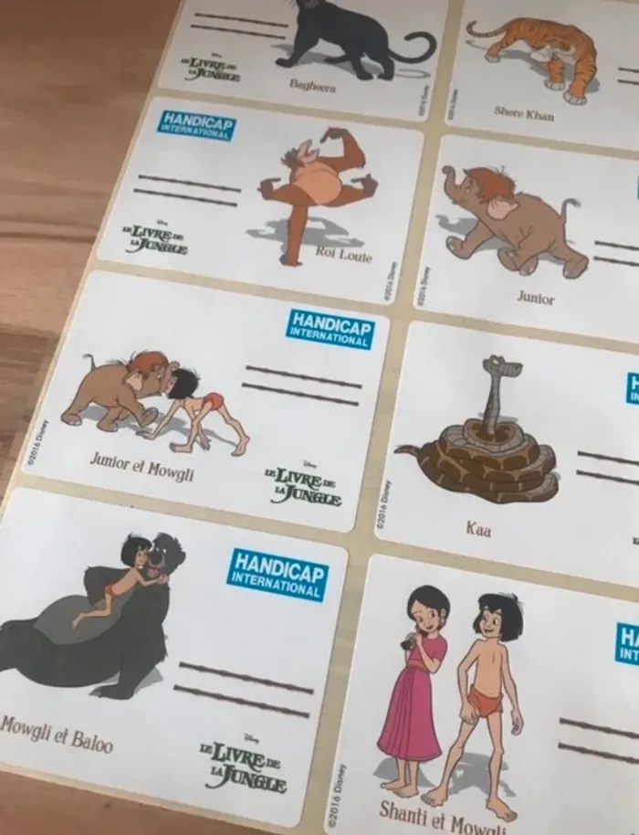 étiquettes neuves le livre de la jungle Handicap international - photo numéro 4