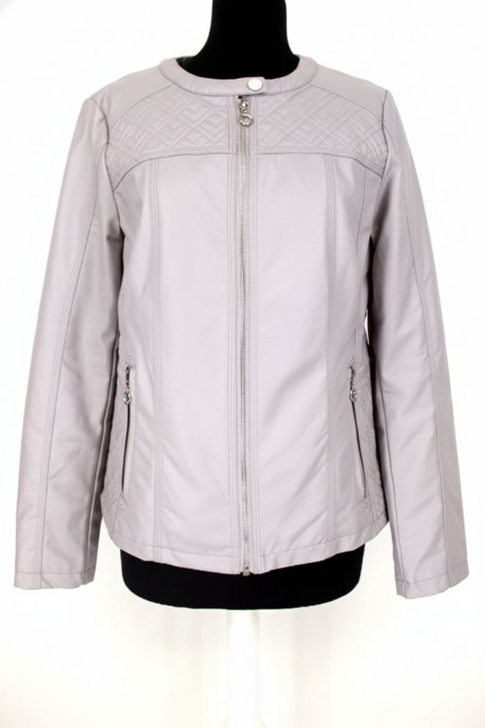 Blouson Simili Cuir Matelassé Gris Clair M (38) Achat
