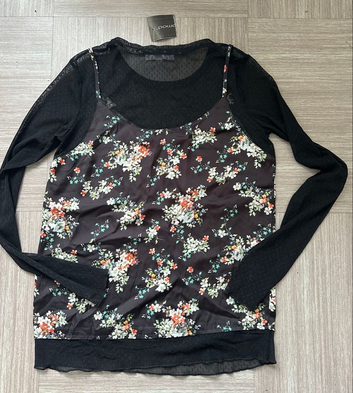 Haut Blouse Promod Fleuri en dentelle S Neuf - photo numéro 4