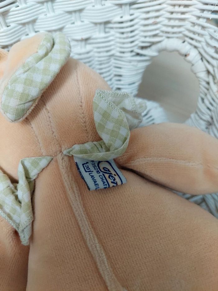 Ajena - doudou peluche lapin col vichy vert - photo numéro 6